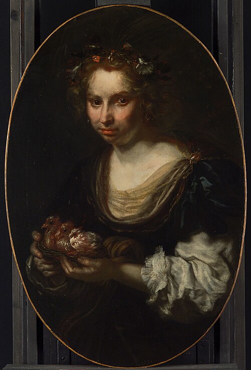 Woman with doves nest, 1645, Joachim von Sandrart
