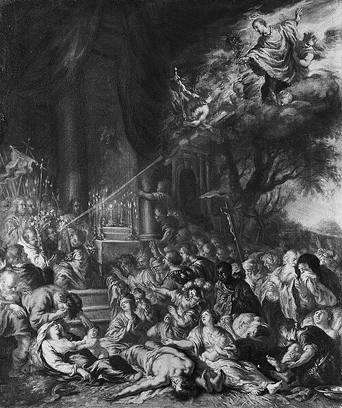 Wunder des hl. Cajetan an Pestkranken, 1668, Joachim von Sandrart