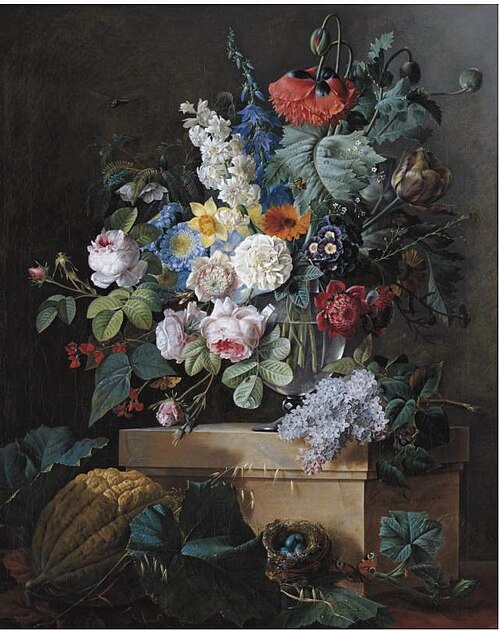 Flowers in a Glass Vase, 1796, Pierre-Joseph Redouté
