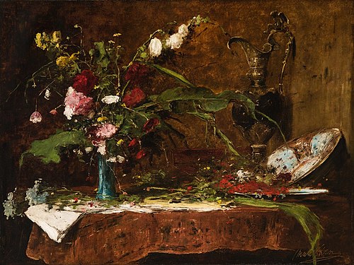Still Life with Flowers and Jug, 1881, Mihály Munkácsy