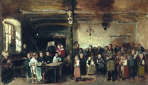School in Colpach. Sketch, 1875, Mihály Munkácsy
