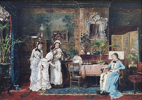 Visiting a Mother in Childbed, 1879, Mihály Munkácsy