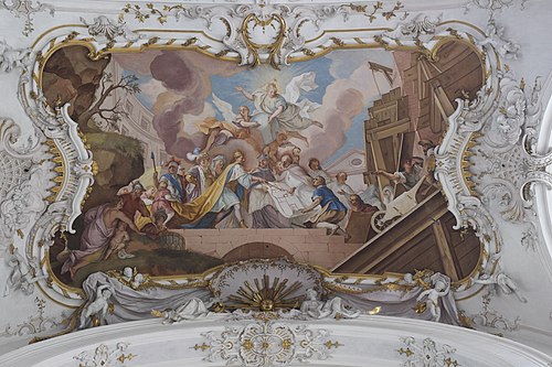 Foundation of the Monastery St. Georgen by blessed Rathardus in 815, 1736, Johann Georg Bergmüller