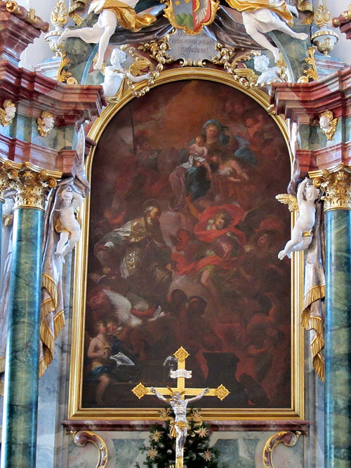 Der hl. Martin und weitere Heilige huldigen Maria, 1716, Johann Georg Bergmüller