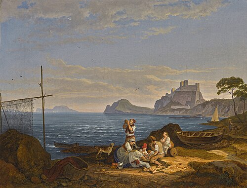 The Bay of Naples, Capri beyond, 1830, Adrian Ludwig Richter