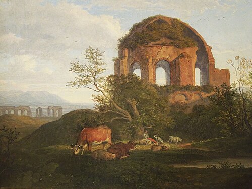 Tempel der Minerva Medica in Rom, 1830, Adrian Ludwig Richter