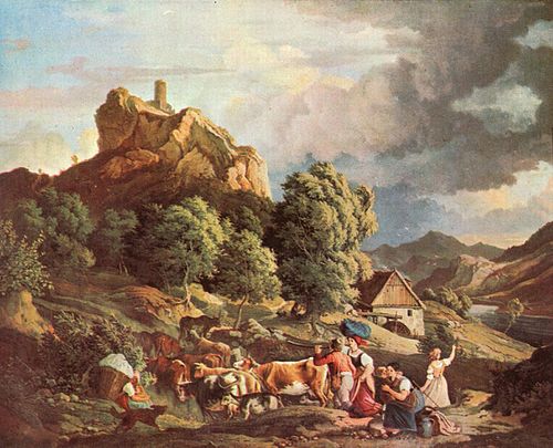 Der Schreckenstein bei Aussig, 1835, Adrian Ludwig Richter