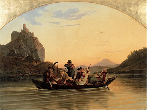 Crossing at Schreckenstein, 1837, Adrian Ludwig Richter