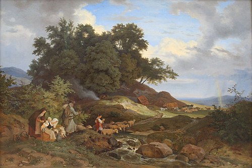 Landscape with rainbow (Bohemian pastoral landscape), 1841, Adrian Ludwig Richter