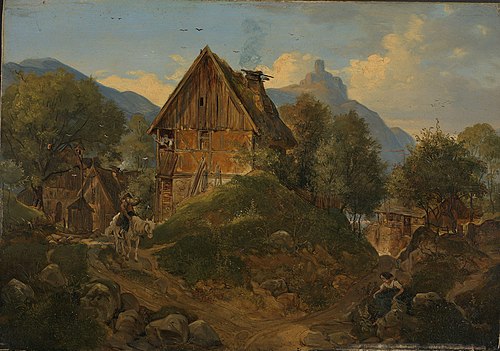 Rhine landscape, 1843, Adrian Ludwig Richter