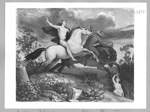 2 nude riders gallopping to night, 1845, Moritz von Schwind