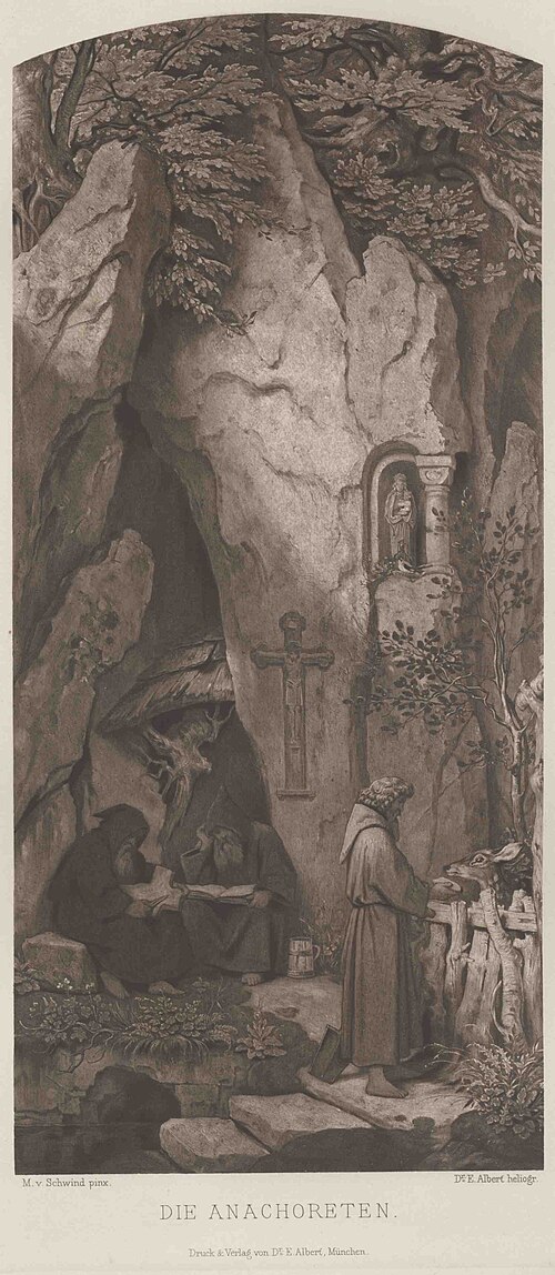 Einsiedler in einer Felsengrotte, 1863, Moritz von Schwind