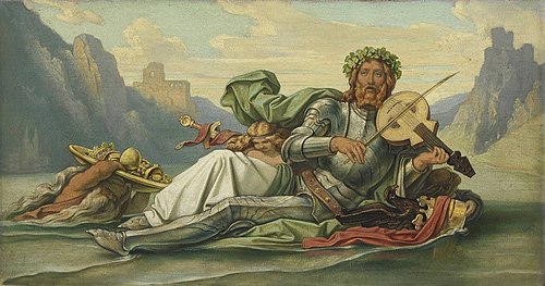 Der Vater Rhein, die Fidel Volkers spielend, 1865, Moritz von Schwind