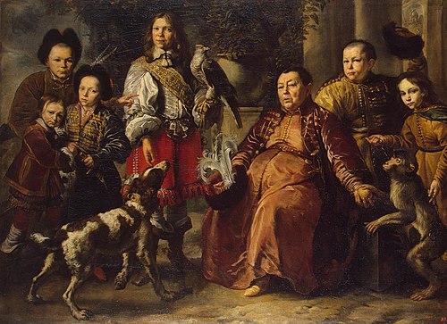 Fauconnier de Crimée du roi Jean Casimir avec sa famille., 1664, Daniel Schultz
