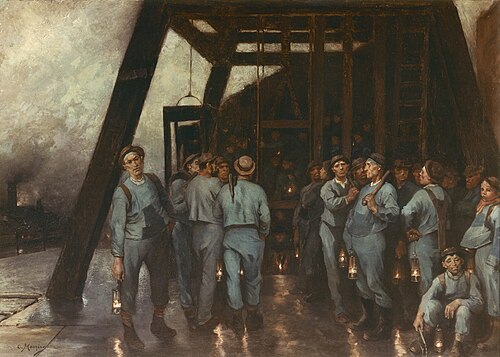 Descent of the miners into the shaft, 1882, Constantin Meunier