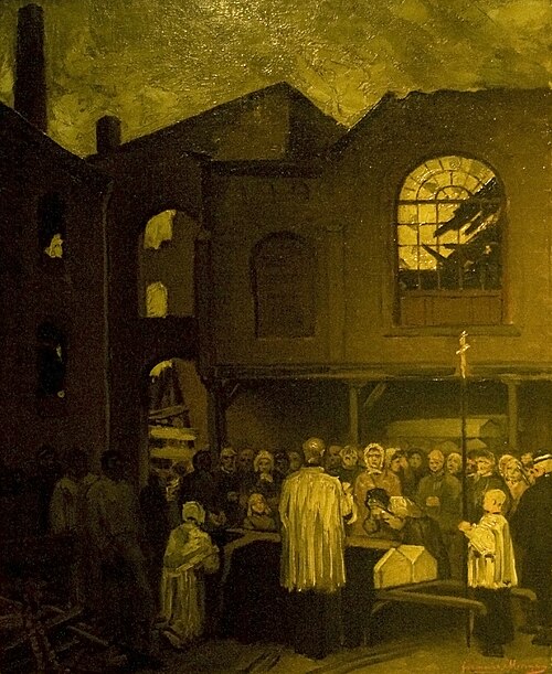 L'enterrement au charbonnage / La bénédiction des cercueils, 1879, Constantin Meunier