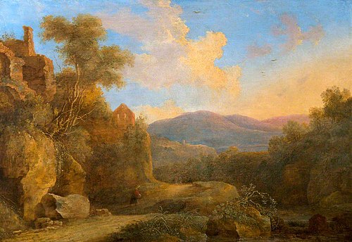 A Rocky Wooded Landscape with a Figure on a Path, 1662, Gaspar de Witte