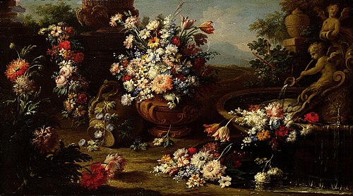 Blumen mit Parklandschaft, 1720, Gasparo Lopez
