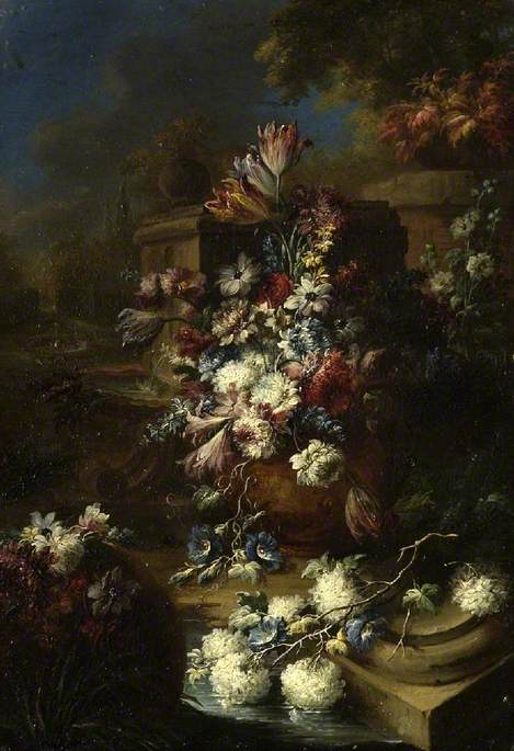 Flowers in a landscape, , Gasparo Lopez