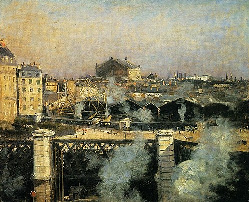 Le Pont de l'Europe et la Gare Saint-Lazare en travaux, 1888, Norbert Gœneutte