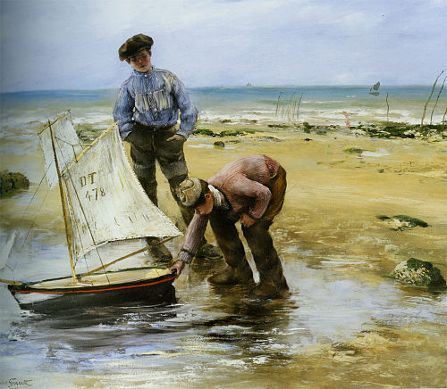 Enfants jouant sur la plage, 1881, Norbert Gœneutte