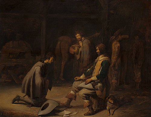 Soldiers in a stable, 1637, Benjamin Gerritsz Cuyp