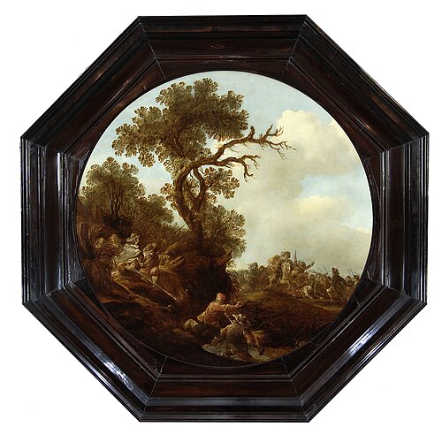 Tondo met vechtende figuren onder een boom, 1641, Benjamin Gerritsz Cuyp