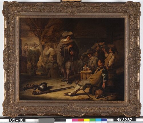 Interieur met drinkende soldaten bij kaartspel, 1639, Benjamin Gerritsz Cuyp