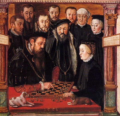 Albrecht and Anna playing chess, 1552, Hans Muelich