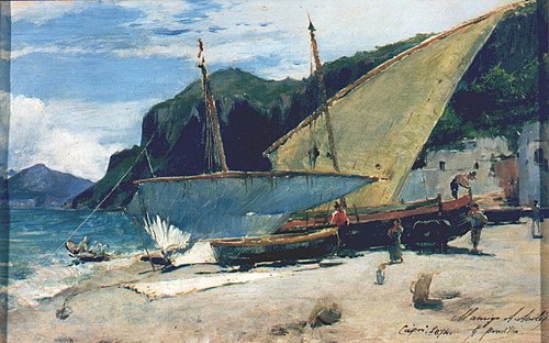 Marina de Capri, 1874, Francisco Pradilla y Ortiz