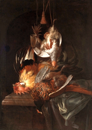 Hunting trophies., 1650, Willem van Aelst