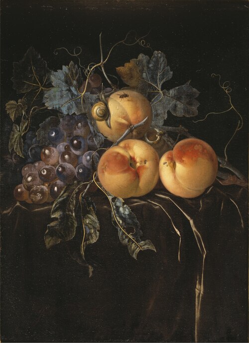 Still Life with Peaches and Grapes, , Willem van Aelst