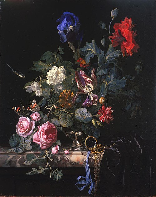 Flowers in a Silver Vase, 1663, Willem van Aelst