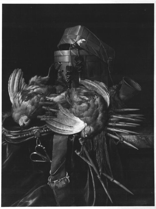 Rebhühner und Jagdgerät, 1650, Willem van Aelst