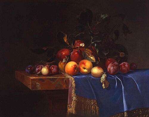 Fruit Still Life with a Snail, 1649, Willem van Aelst