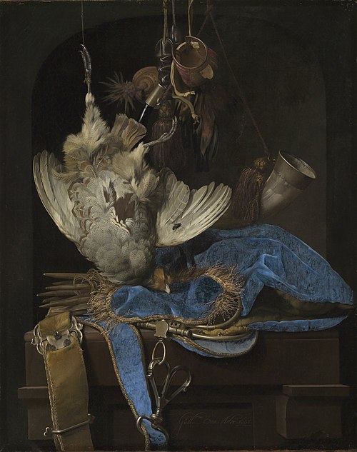 Still-Life with Hunting Equipment and Dead Birds, 1668, Willem van Aelst