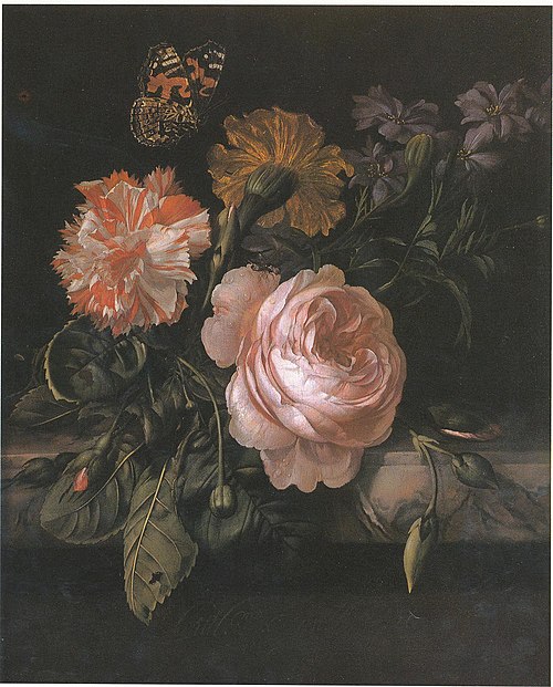 Still Life of Flowers with a Butterfly, 1677, Willem van Aelst
