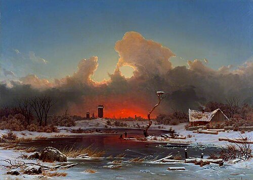 Frost Scene: The Setting Sun, 1847, Georg Emil Libert