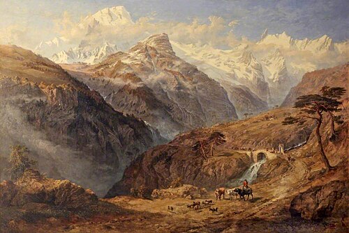 Mont Blanc, from near Courmayeur, Vallé d'Aoste, 1848, George Arthur Fripp