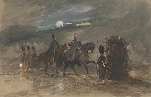 Camp at Chobham, 1853 with Officers and Sentry, 1853, George B. Campion