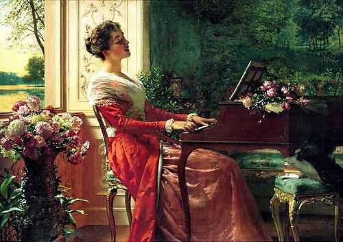 Przy klawikordzie - pieśń miłosna, 1902, Władysław Czachórski