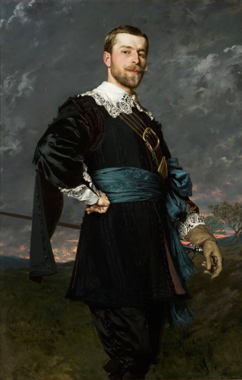 Portrait of Stanisław Czachórski in a masquerade outfit a la van Dyck., 1886, Władysław Czachórski