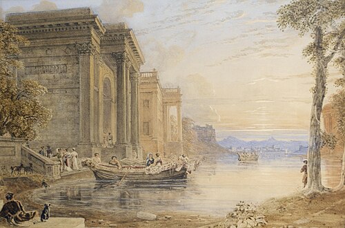 A classical landscape, , George, the younger Barret