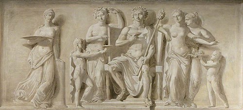 Bacchus enthroned served by Boys with Attendant Bacchantes, 1795, George, the younger Barret