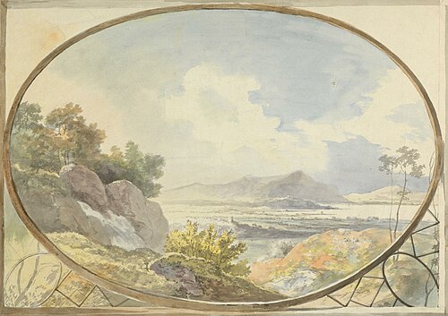 Landscape Set in an Oval (Mountain Landscape Through an Oval Window), 1775, George Barret, Sr.