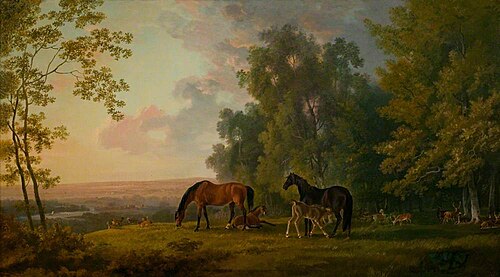 Landscape with Mares, Foals and Deer, , George Barret