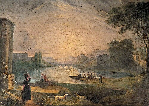 River Scene with Buildings and Bridge, , George Barret, Sr.