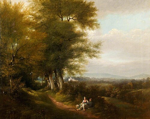 Landscape with Building and Figures, , George Barret