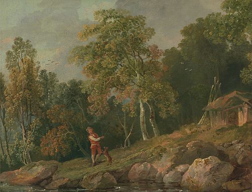 Wooded Landscape with a Boy and his Dog, 1770, George Barret, Sr.
