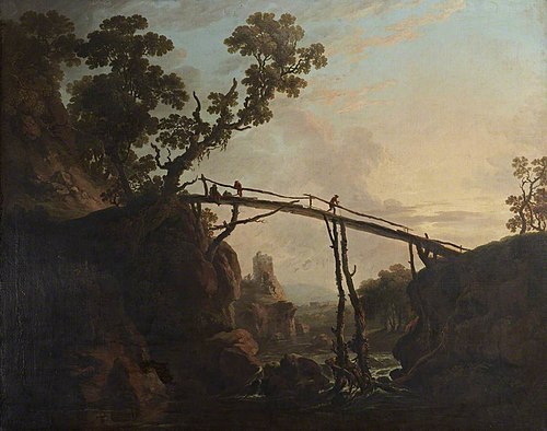 A River Landscape with a Wooden Bridge, 1773, George Barret